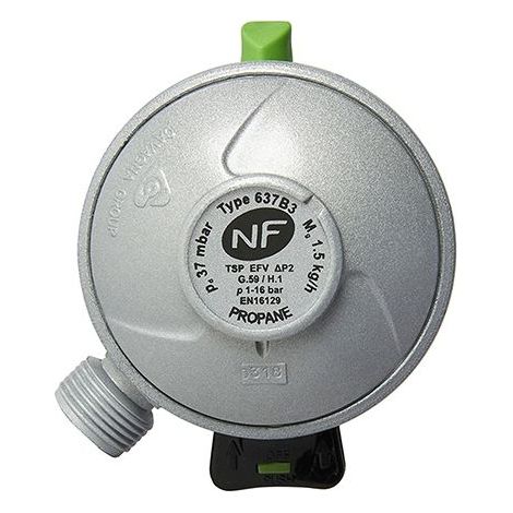 Détendeur propane rapide - Rousseau - Connexion rapide - Pression 37 mbar - Débit 1,5 kg/h - Valve automatique