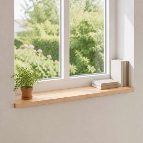 vidaXL Window Sills 2 pcs Natural 100 x 15 x 2 cm Solid Beech Wood (1/5)