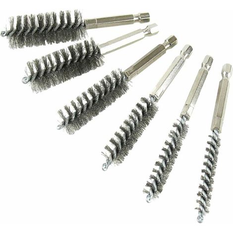 Brosse métallique de nettoyage de dragage de tuyau de brosse de pistolet de 6PCS - Ensemble de brosses en acier inoxydable