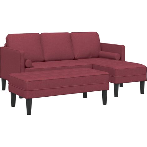 Ensemble de Canapé Sofas avec coussin 2 pcs Bordeaux Polyester (1/5)