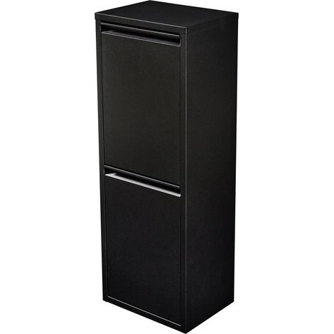 Pattumiera da parete per raccolta differenziata con 2 contenitori estraibili 93 x 33 x 25 cm nero 030008199