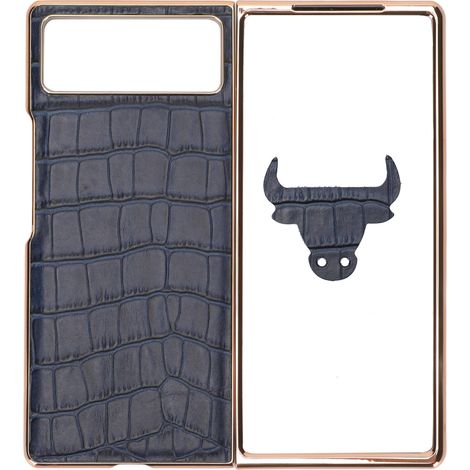 Étui pliant pour Xiaomi MIX Fold 2, motif crocodile en cuir nano, protection antichoc et antiraie, coque bleue (1/5)