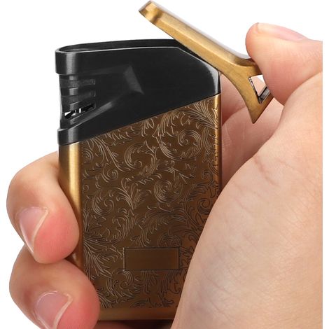 Briquet électrique coupe-vent à double arc, briquet sans flamme, de collection (bronze). (1/2)