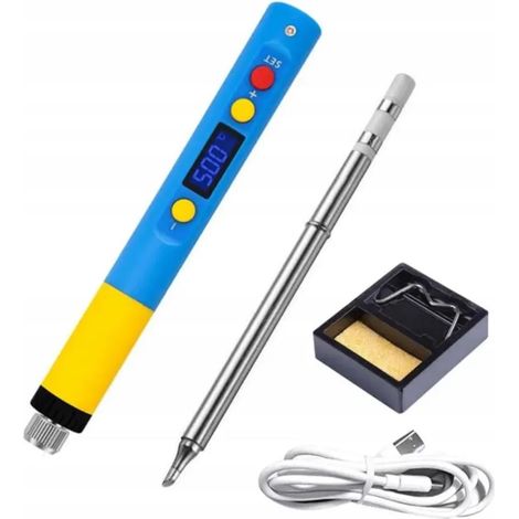 Fer à souder portable Rosfix T65-BC2 avec écran LCD 65 W, 500 °C, USB-C Compatible avec les batteries externes Élément chauffant en céramique Mise en veille automatique (1/5)