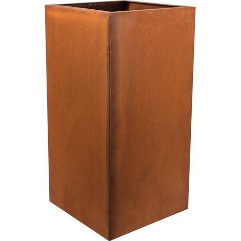 Köhko® Designer-Blumenkübel aus Cortenstahl Viva 27 x 27 x 67 cm Pflanztopf in Edelrost-Optik