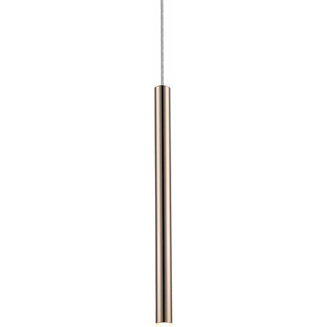 Zuma Line LOYA Gold Tube Pendant Light, Integrated LED 5W 3300K Warm White, Metal Ceiling Hanging Lamp 8cm, Adjustable Height 64-140cm, Model P0461-01A-F7F7