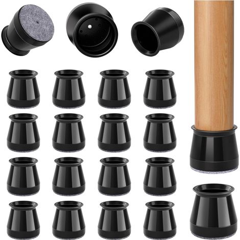 32-piece Chair Leg Protectors, Small Chair Leg Protectors, Black Silicone Floor Protectors for Chair Legs with Felt Pads (Fit: 23-32.9 mm) (1/5)