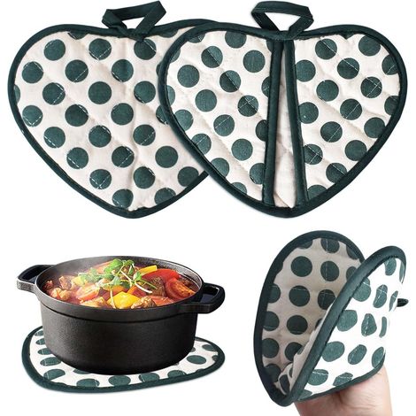 Lot de 2 Maniques en Coton avec Poche(20 x 15 cm), Gants de Cuisine Résistants à la Chaleur, Maniques Antidérapantes, Résistant à la Jusqu'à 250 °C pour Cuisson, Pâtisserie et Barbecue (1/5)