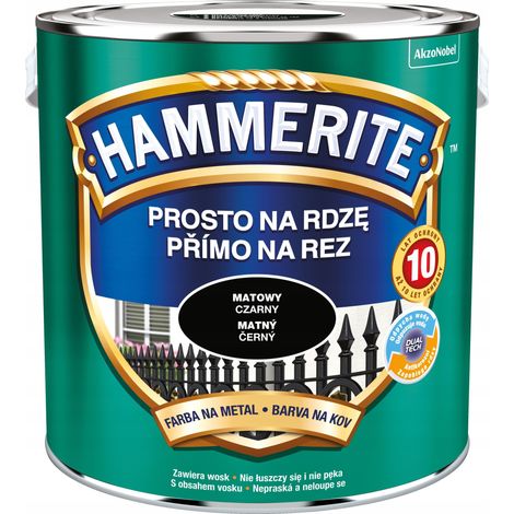 Hammerite Direkt-zu-Rost-Metallfarbe Mattschwarz 2,5 l