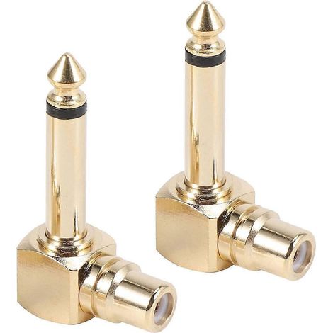 Adaptateur audio RCA femelle vers jack mono mâle coudé plaqué or (lot de 2) (1/5)