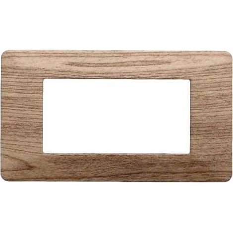 Plaque compatibles Vimar Plana 4 modules plastique couleur bois clair Ettroit EV83404