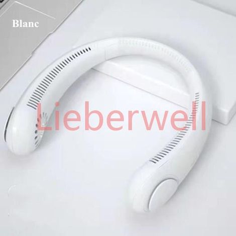 Ventilateur Personnel Portable , Blanc , USB , Mains Libres , Autonome , Mini Ventilateur de Cou (1/4)