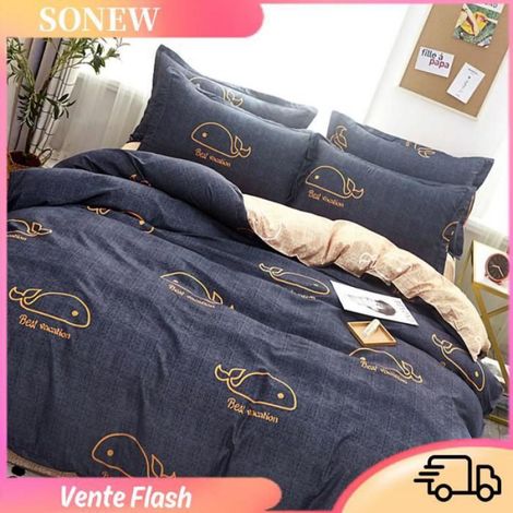 Sonew Housse de couette imprimée Sonew Housse de couette à fermeture éclair Housse de couette luminaire couette Baleine 180x220cm (1/5)