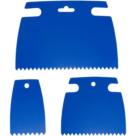 3 Pièces Spatules Multifonctionnelles, Spatules Dentées,Set de Spatules à Colle,Pour l'Application de Mortier-Colle et d'Enduit (Bleu) (1/5)