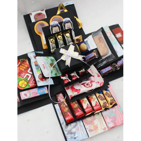 Set de 16 boîtes cadeaux explosion noir et blanc, boîte photo cadeau surprise, accessoires pour scrapbook DIY pour couples, anniversaire et Saint-Valentin. (1/5)