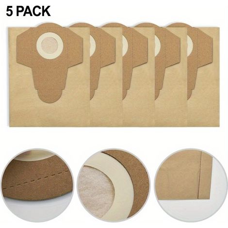 Lot de 5 sacs anti-poussière, 20 litres chacun, adaptés aux aspirateurs tout usage Einhell, spécialement conçus pour le modèle BT-VC 1250S (1/3)