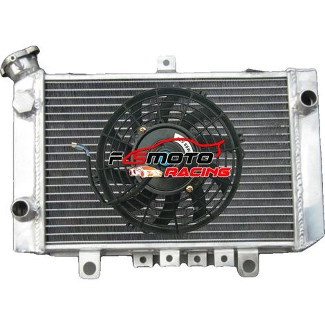 Radiador de aluminio, compatible con Kawasaki KVF400 A/B/C/D, incluye kits de montaje del ventilador, radiador y ventilador. (1/2)