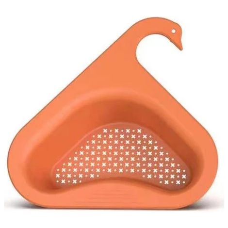 Évier Panier De Vidange Ménage Sans Poinçon Cuisine Lavage De Légumes Multifonctionnel Piscine Triangulaire En Plastique Filtre À Eau Rack Orange (1/4)