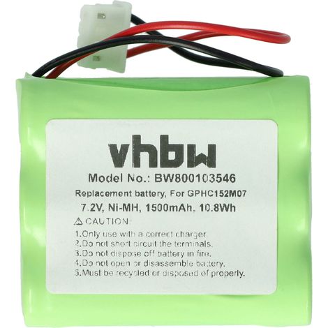 vhbw batteria sostituisce AEG GPHC152M07 per aspirapolvere (1500mAh, 7,2V, NiMH)
