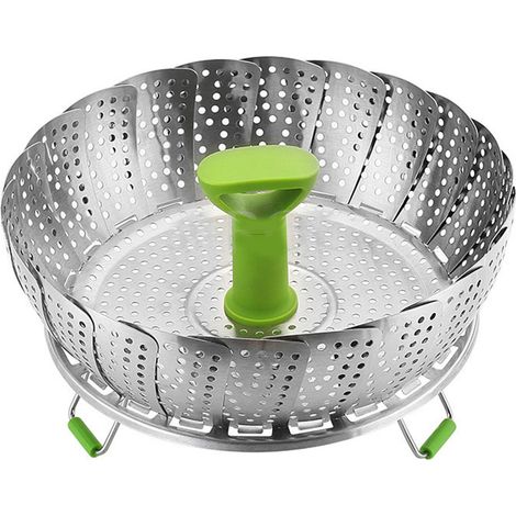 Panier vapeur extensible en acier inoxydable, panier à légumes pliable, insert de cuisson vapeur pour autocuiseur (1/5)