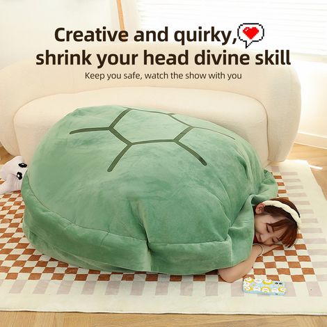 Oreiller portable en forme de coquille de tortue de 39 pouces, coussin amusant en peluche de tortue géante, cadeaux créatifs pour adultes et enfants, anniversaire, Noël, décoration de la maison (1/5)
