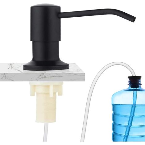 Distributeur de Savon Encastrable, Kit Distributeur de Savon en Acier Inoxydable, Noir Distributeur Savon Evier Cuisine Acier Inoxydable avec Tête de Pompe Intégrée avec Tube d'extension (1/5)