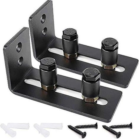 Roulettes de guidage au sol réglables pour porte coulissante de grange, noires, ultra-fluides et silencieuses, faciles à installer (2 roulettes), compatibles avec toutes les portes (lot de 2). (1/5)