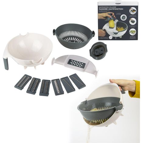 Rallador de verduras multifuncional con recipiente y 7 cuchillas intercambiables. (1/5)