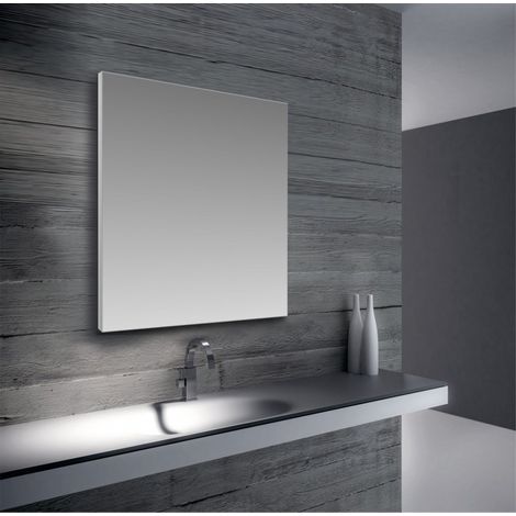 Specchio bagno con telaio rivestito alluminio satinato 60x72 cm Senza accensione a sfioro senza antifog Specchio senza luce (1/5)