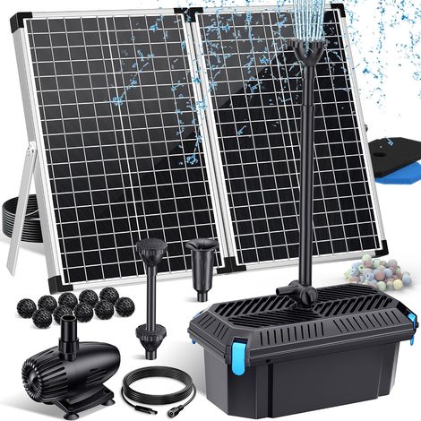 70W Filtre de Bassin Solaire – Fontaine Solaire avec Ensemble de Boîtier de Filtre (2500 L/h), Débit Réglable pour Bassins de Koi, Accessoires d’Eau de Jardin et Traitement de l’Eau des (1/5)