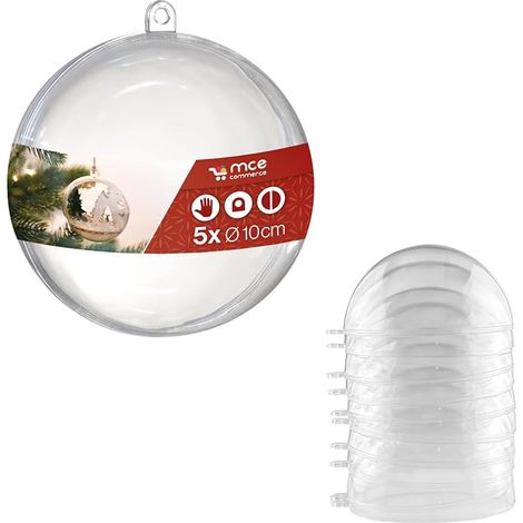 Lot de 5 boules de Noël transparentes 10 cm – Boules acryliques réutilisables pour sapin, décoration festive élégante (1/4)