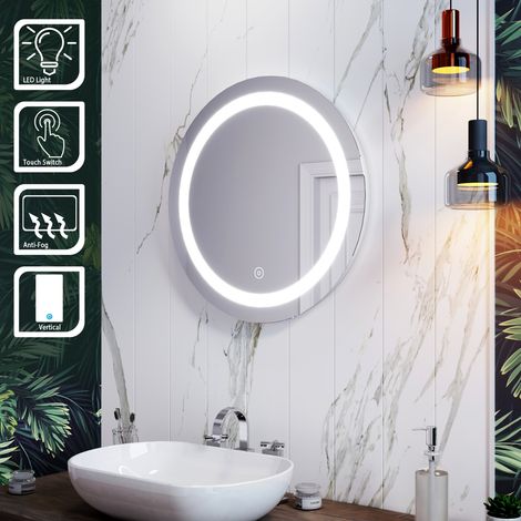 ELEGANT Backlit Mirror Round Anti-Fog Bathroom Mirror 600x600mm Mirror with Sensor (1/5)
