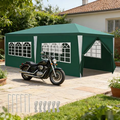Randaco Tonnelle de jardin 3x6m imperméable anti-UV, tente de réception avec armature métal pour 3 personnes Vert (1/4)
