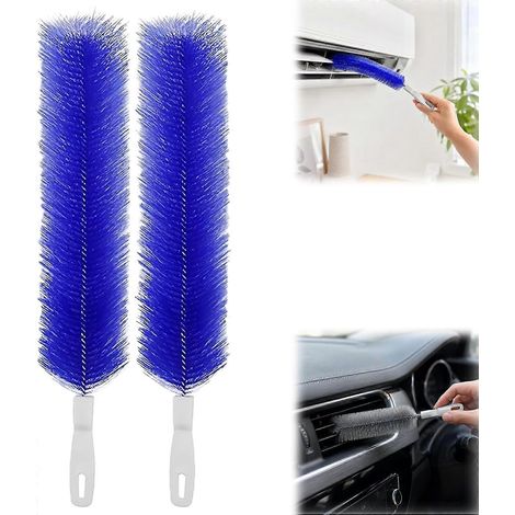 Brosse nettoyage ventilateur tête microfibre flexible réutilisable lavable pour ventilateur électrique climatisation maison voiture bleu lot de 2 (1/5)