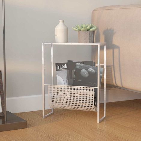 331670 vidaXL Magazine Rack Silver 35x15x45 cm Steel (1/5)