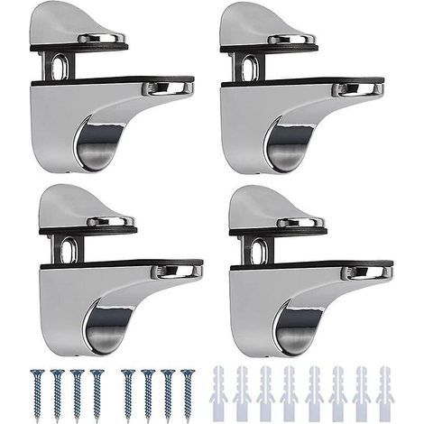 4 Pices Support De Tablette En Verre Murale Support Pour Tagre Rglable Pinces Verre 3-20mm Avec Vis (1/5)