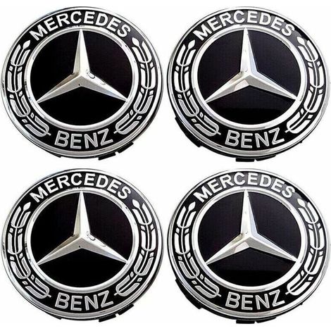 4 pièces Cache Moyeux - Compatible with Mercedes Benz - 75mm - Cache de Roue Centrale - ABS - Accessoires de Voiture (1/5)