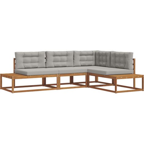 Conjunto de sofás de exterior Gris Natural y Claro vidaXL