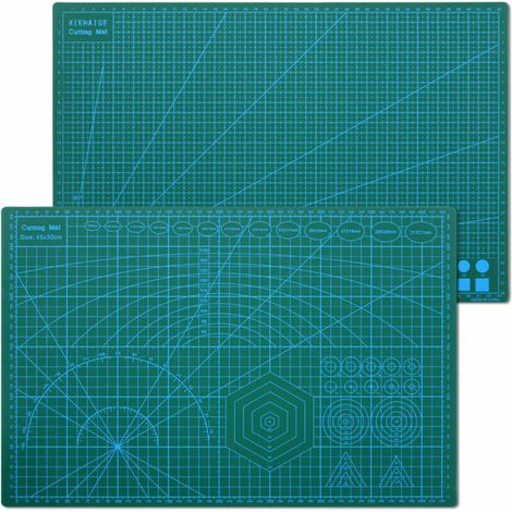 Lilaris Tapis de découpe A3 antidérapant 2 côtés - Planches à découper imprimées auto-réparantes - Vert - 45 x 30 cm - Tapis de découpe A3 pour matelassage, couture, scrapbooking，Une pièce