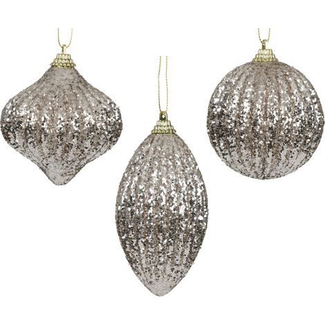 pallina di natale in foam glitter D 8 cm perla Peraga Christmas