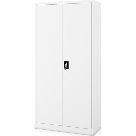 Weißer abschließbarer Putzschrank DAWID 900 x 1850 x 450 mm
