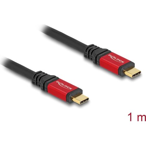 Delock Cable USB 2.0 USB Type-Câ¢ macho a macho PD 3.0 100 W E-Marker 1 m rojo metal
