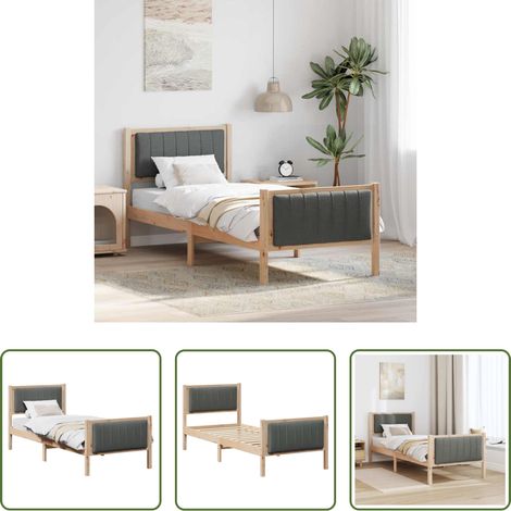Plattformbett - Bettgestell Braun und Dunkelgrau 80 x 200 cm Massivholz Kiefer (1/5)