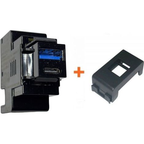Perry presa caricatore USB A+C 3A compatibile ABB Elos nera - 1MCUSB002A