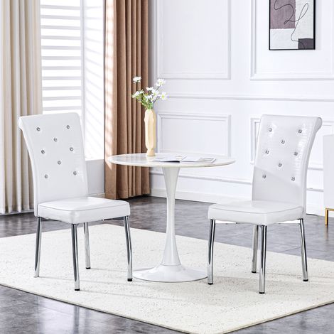 Lot de 2 chaises de salle à manger rétro rembourrées effet peau d’alligator, avec design boucle en cristal et similicuir, pour une touche d’élégance et de mystère, pieds en métal électroplaqué