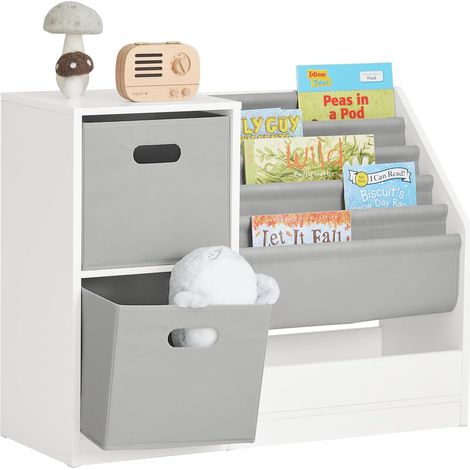 SoBuy Kids Bookcase Book Shelf Toy Shelf with 2 Fabric Boxes,KMB76-W (1/5)