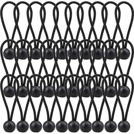 30 Stück elastische Spanner, Planenspanner 140 mm, elastisches Planenseil für Pavillon, Plane, Camping, Zelt, Vorhänge, Verlängerungsgeschirr – Schwarz