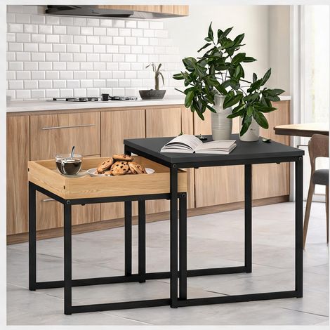SunJet Table basse, table de salon, gigogne acier noir - Réf. QGS0YPE7T6CA (1/5)