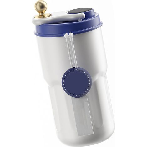 Mug isotherme réutilisable en acier inoxydable, idéal pour les boissons chaudes et froides, bleu. (1/5)