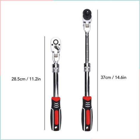 Clé À Cliquet - Tête Flexible Extensible 3/8 Pouces 72 Dents - Pour Espaces Confinés - 1 Pièce (1/4)